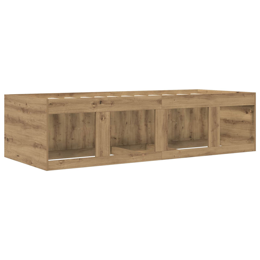 Bedframe met opslag Artisanaal eiken 80 x 200 cm Bewerkt hout