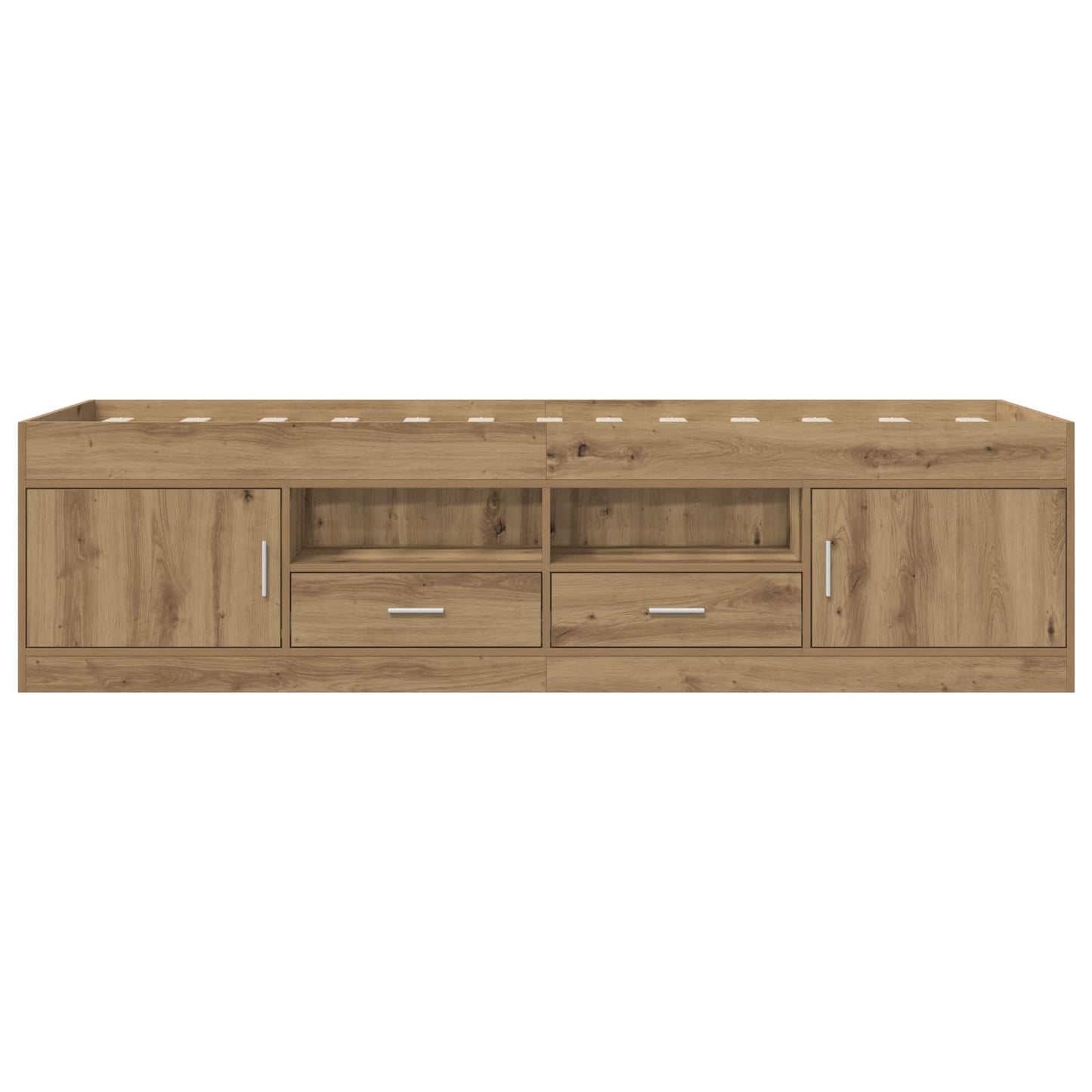 Bedframe met opslag Artisanaal eiken 80 x 200 cm Bewerkt hout