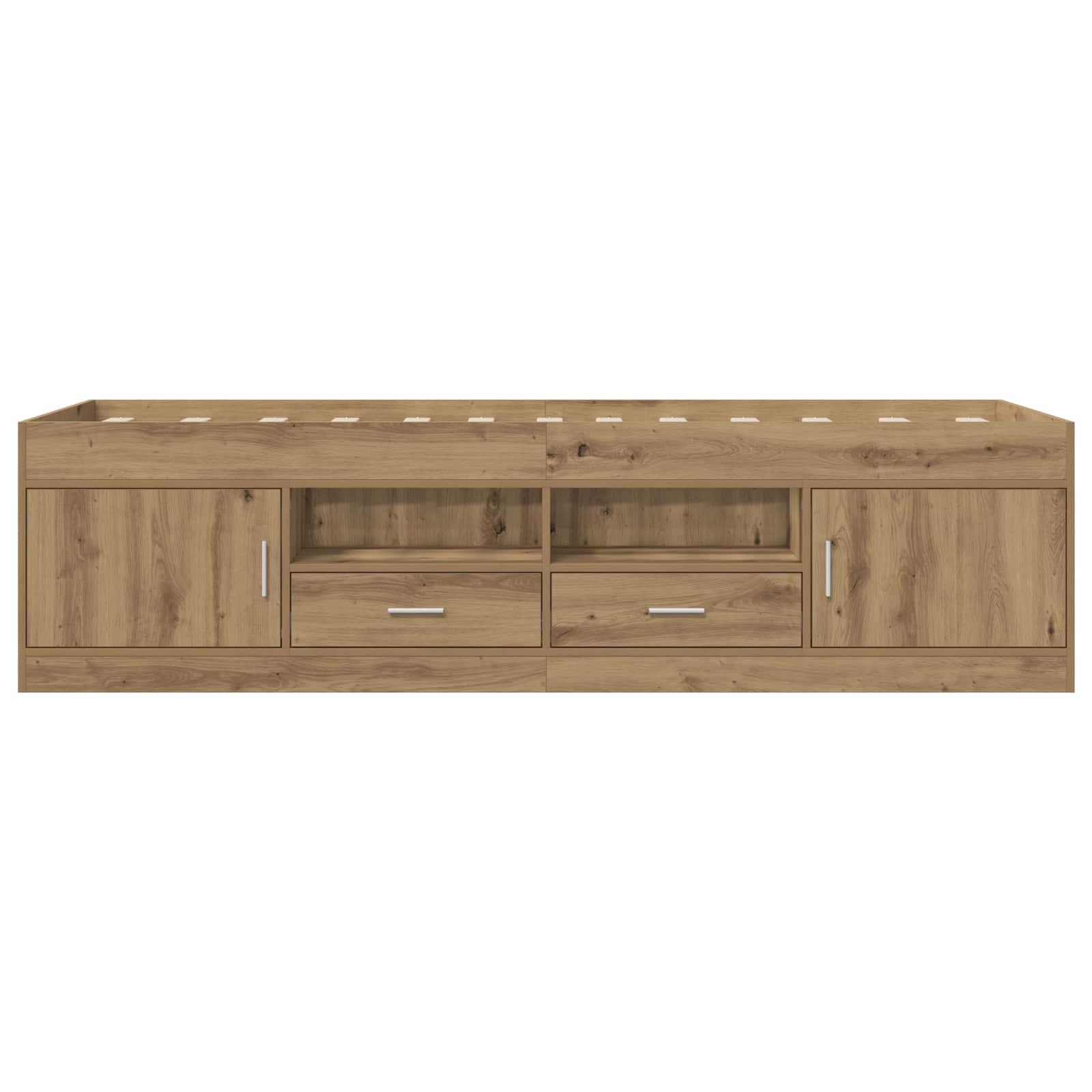 Bedframe met opslag Artisanaal eiken 80 x 200 cm Bewerkt hout