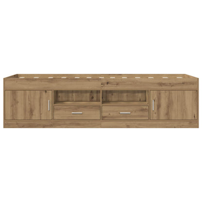 Bedframe met opslag Artisanaal eiken 80 x 200 cm Bewerkt hout