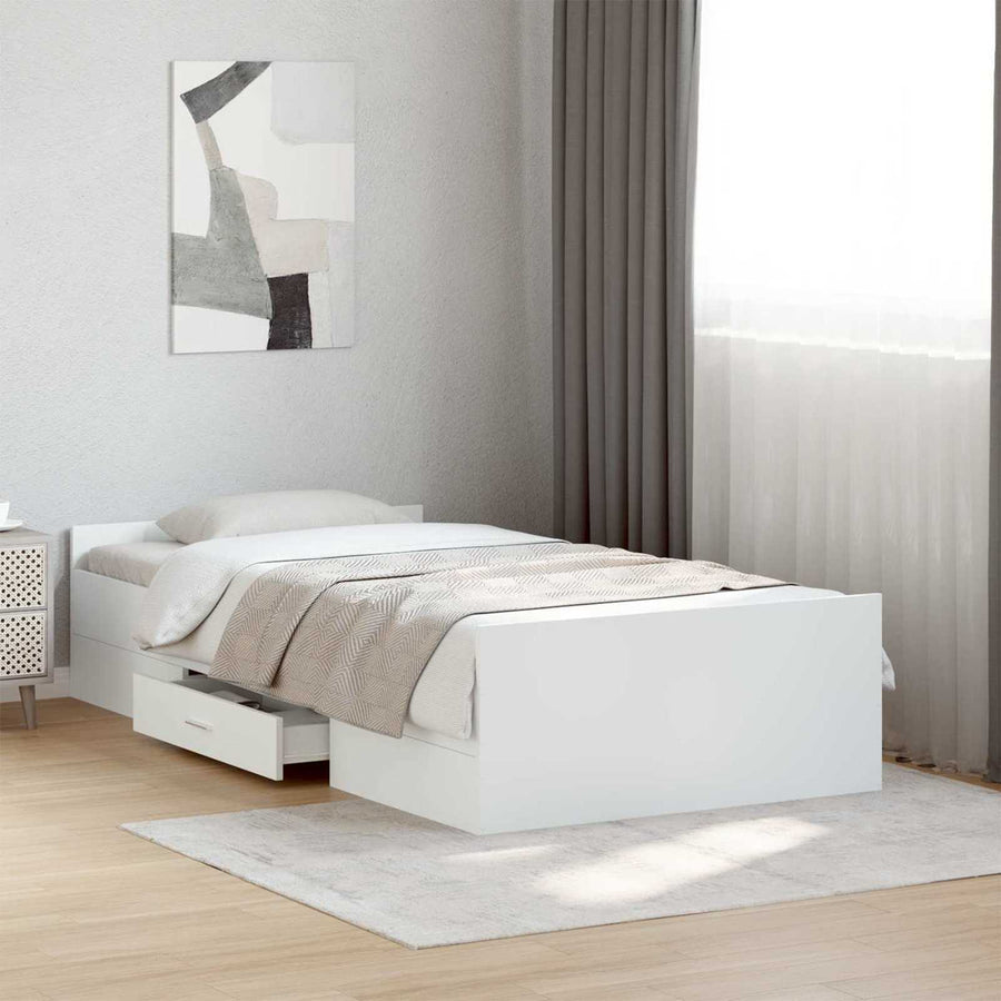 Bedframe met opslag met lade Wit 80 x 200 cm Bewerkt hout