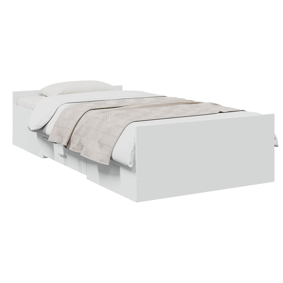 Bedframe met opslag met lade Wit 80 x 200 cm Bewerkt hout