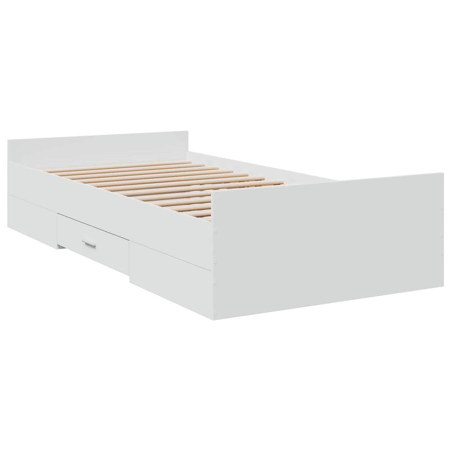 Bedframe met opslag met lade Wit 80 x 200 cm Bewerkt hout