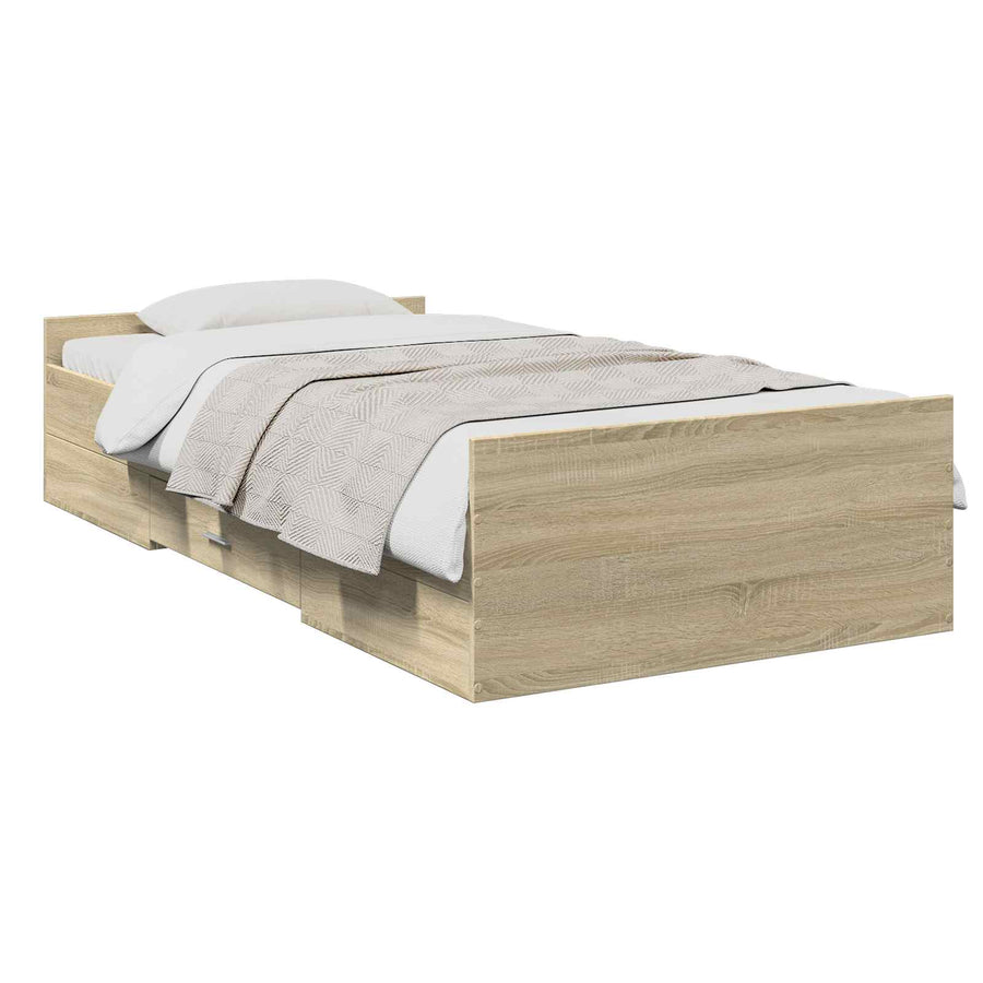 Bedframe met opslag Sonoma Eiken 80 x 200 cm Bewerkt hout