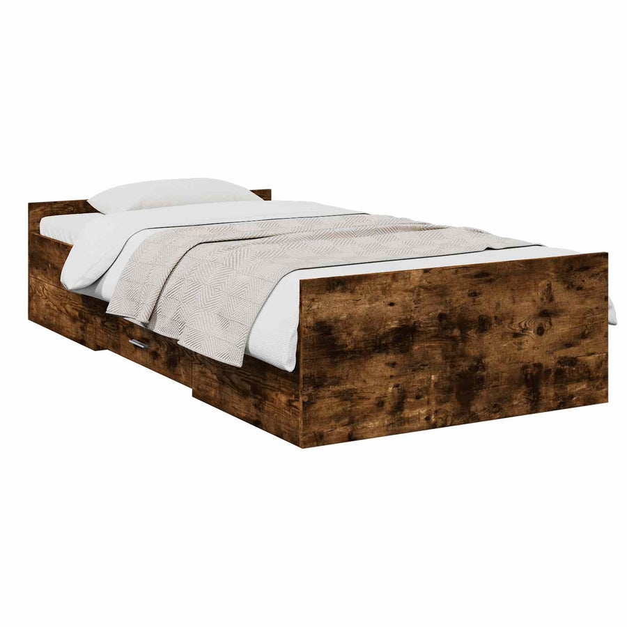 Bedframe met opslag Gerookt eiken 80 x 200 cm Bewerkt hout
