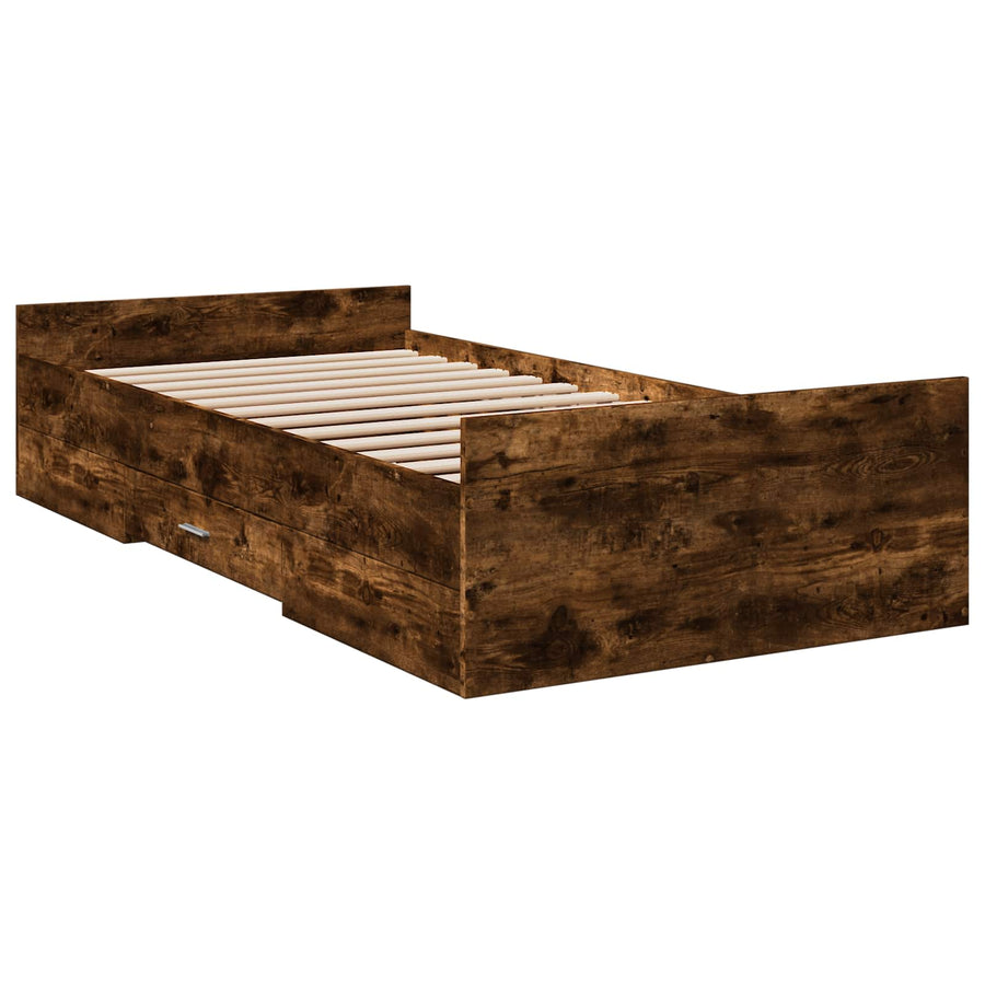 Bedframe met opslag Gerookt eiken 80 x 200 cm Bewerkt hout