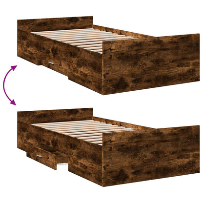 Bedframe met opslag Gerookt eiken 80 x 200 cm Bewerkt hout