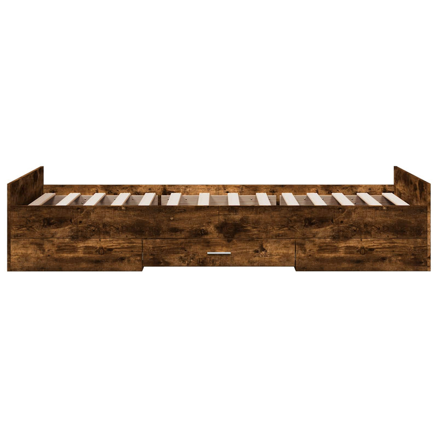 Bedframe met opslag Gerookt eiken 80 x 200 cm Bewerkt hout