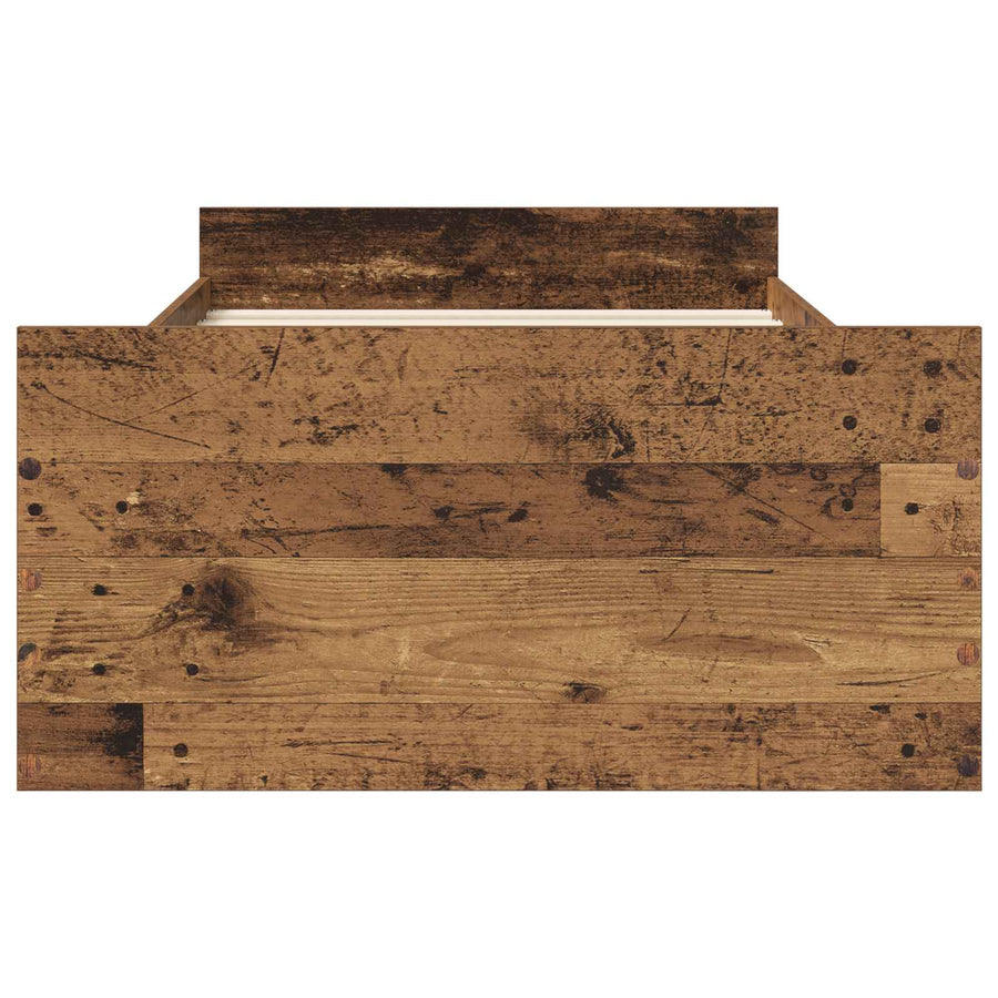 Bedframe met opslag met lade Oud hout 80 x 200 cm Bewerkt hout