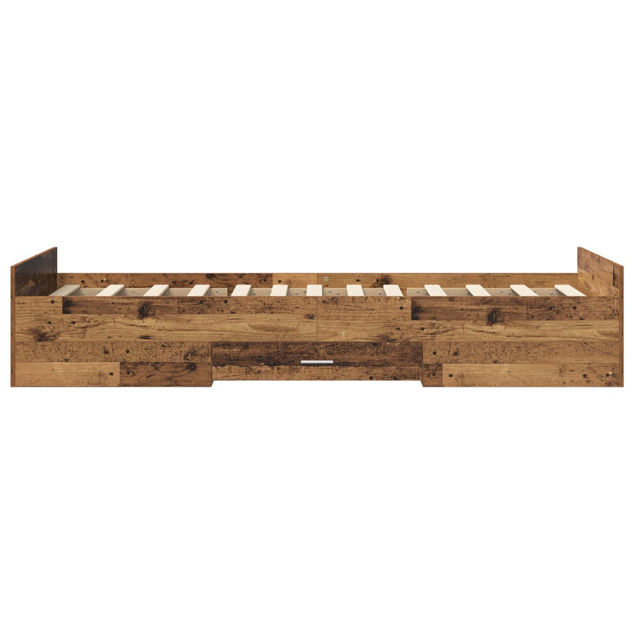 Bedframe met opslag met lade Oud hout 80 x 200 cm Bewerkt hout