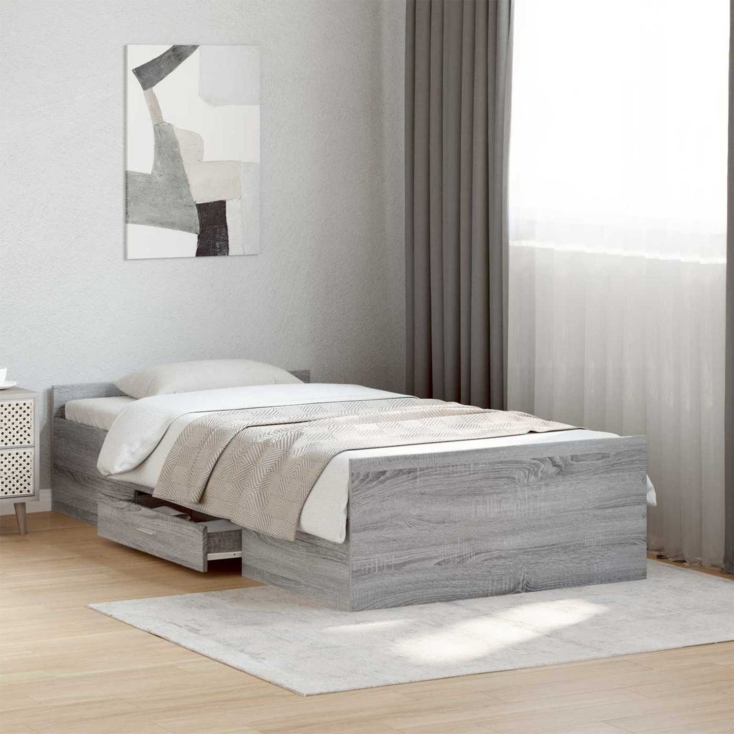 Bedframe met opslag Grijs Sonoma 80 x 200 cm Bewerkt hout