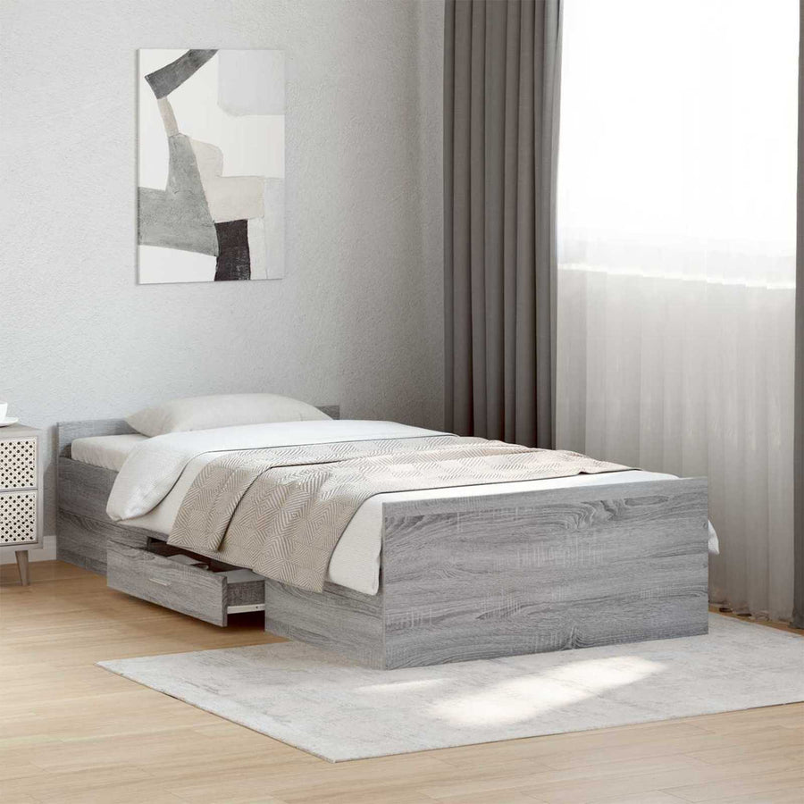 Bedframe met opslag Grijs Sonoma 80 x 200 cm Bewerkt hout