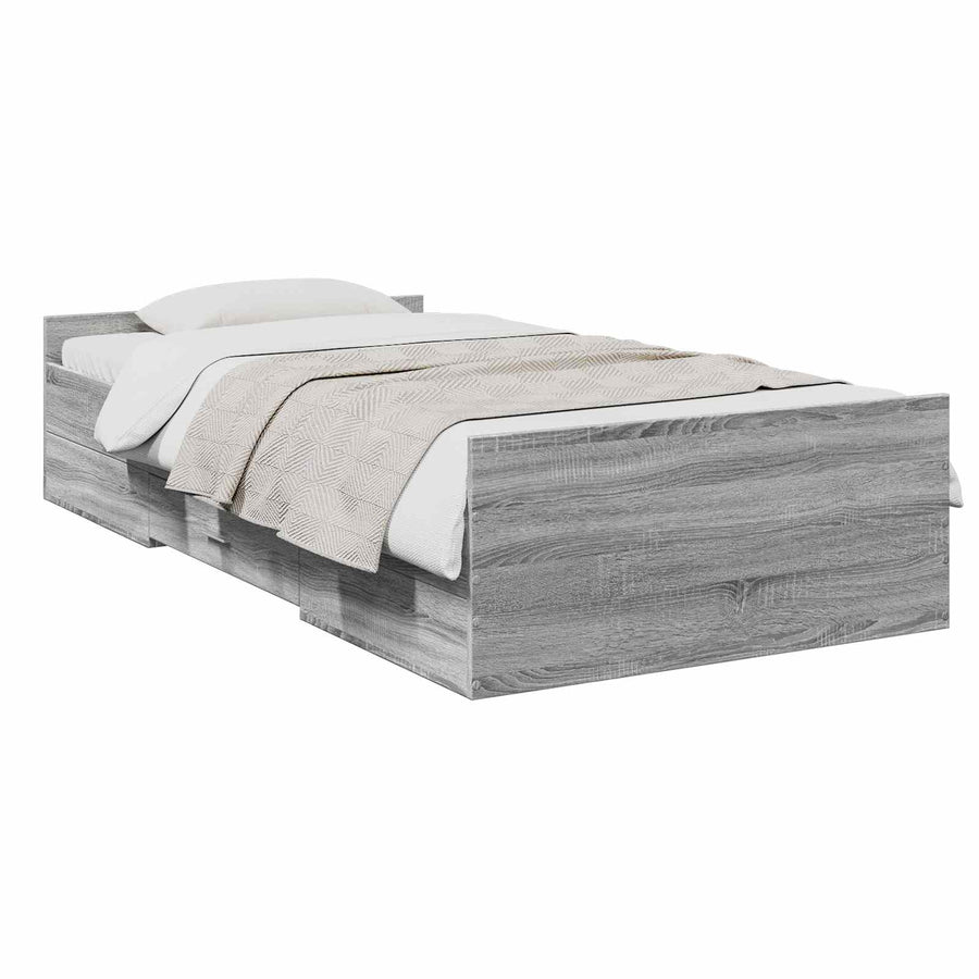 Bedframe met opslag Grijs Sonoma 80 x 200 cm Bewerkt hout