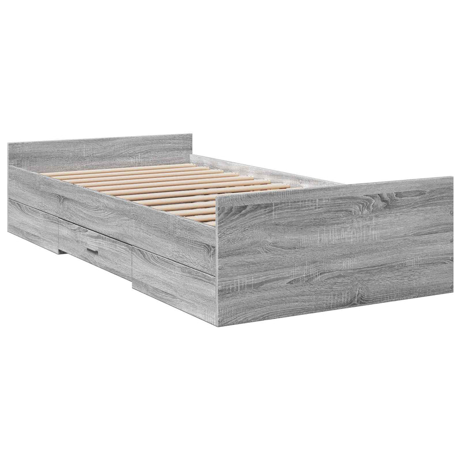 Bedframe met opslag Grijs Sonoma 80 x 200 cm Bewerkt hout