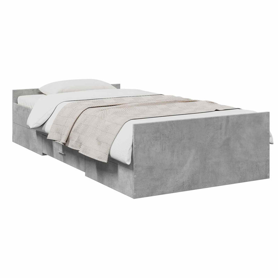 Bedframe met opslag Betongrijs 80 x 200 cm Bewerkt hout