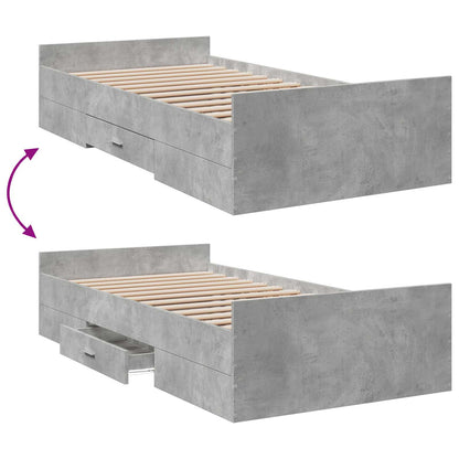 Bedframe met opslag Betongrijs 80 x 200 cm Bewerkt hout