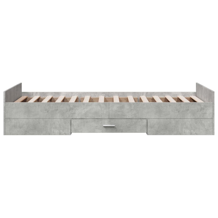 Bedframe met opslag Betongrijs 80 x 200 cm Bewerkt hout