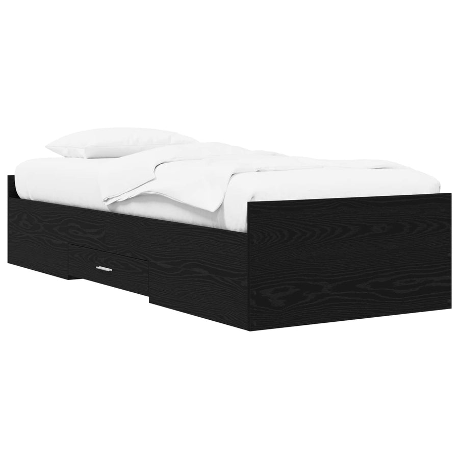 Bedframe met opslag Zwart eiken 80 x 200 cm Bewerkt hout