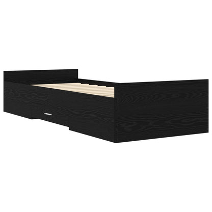 Bedframe met opslag Zwart eiken 80 x 200 cm Bewerkt hout
