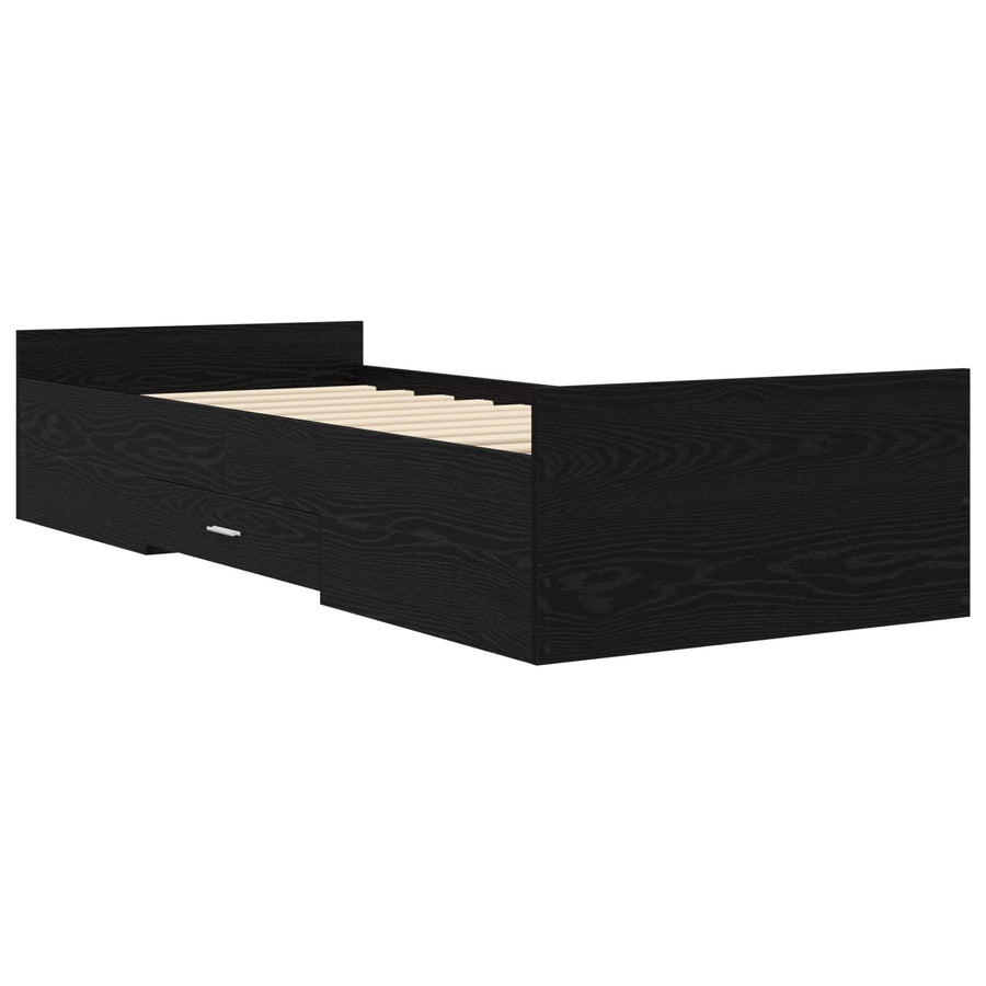 Bedframe met opslag Zwart eiken 80 x 200 cm Bewerkt hout