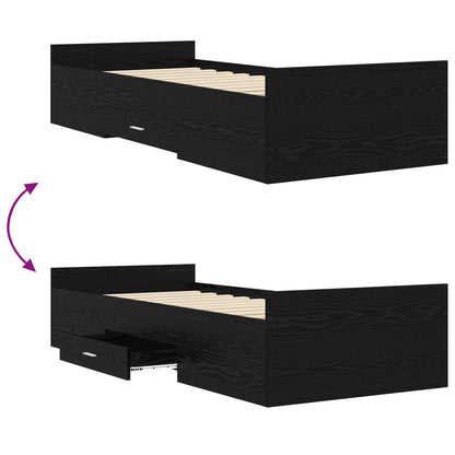 Bedframe met opslag Zwart eiken 80 x 200 cm Bewerkt hout