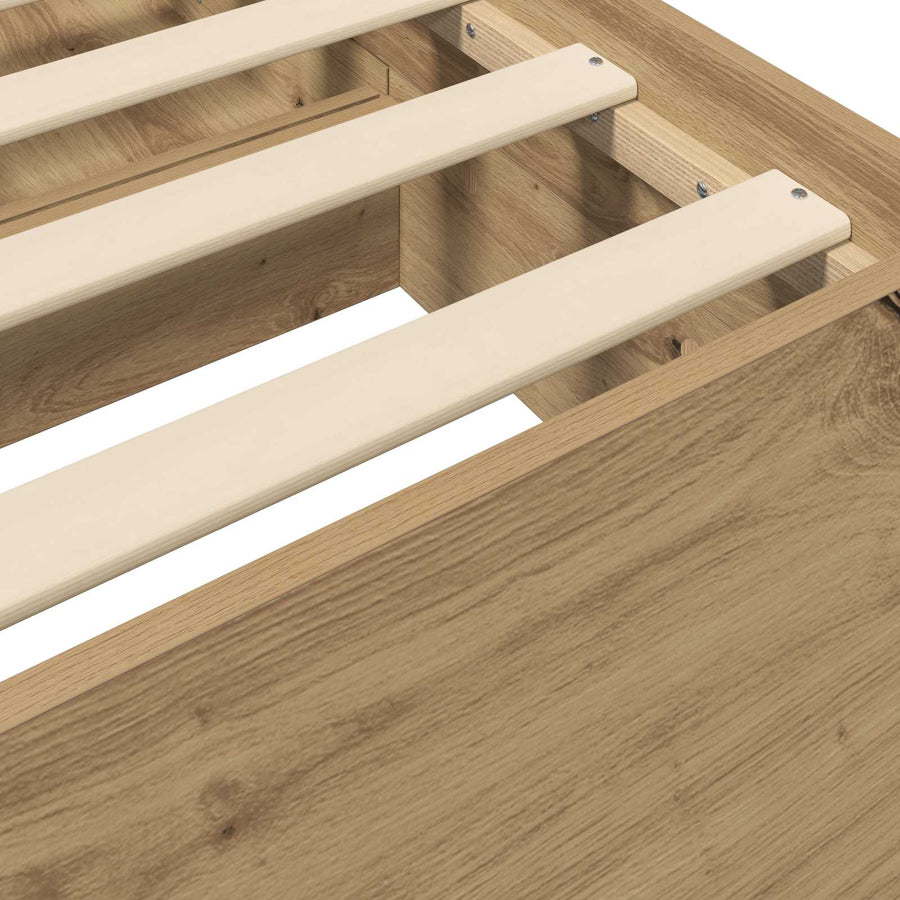 Bedframe met opslag Artisanaal eiken 80 x 200 cm Bewerkt hout
