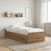 Houten bedframe 80x200 cm met opbergruimte artisanaal eiken