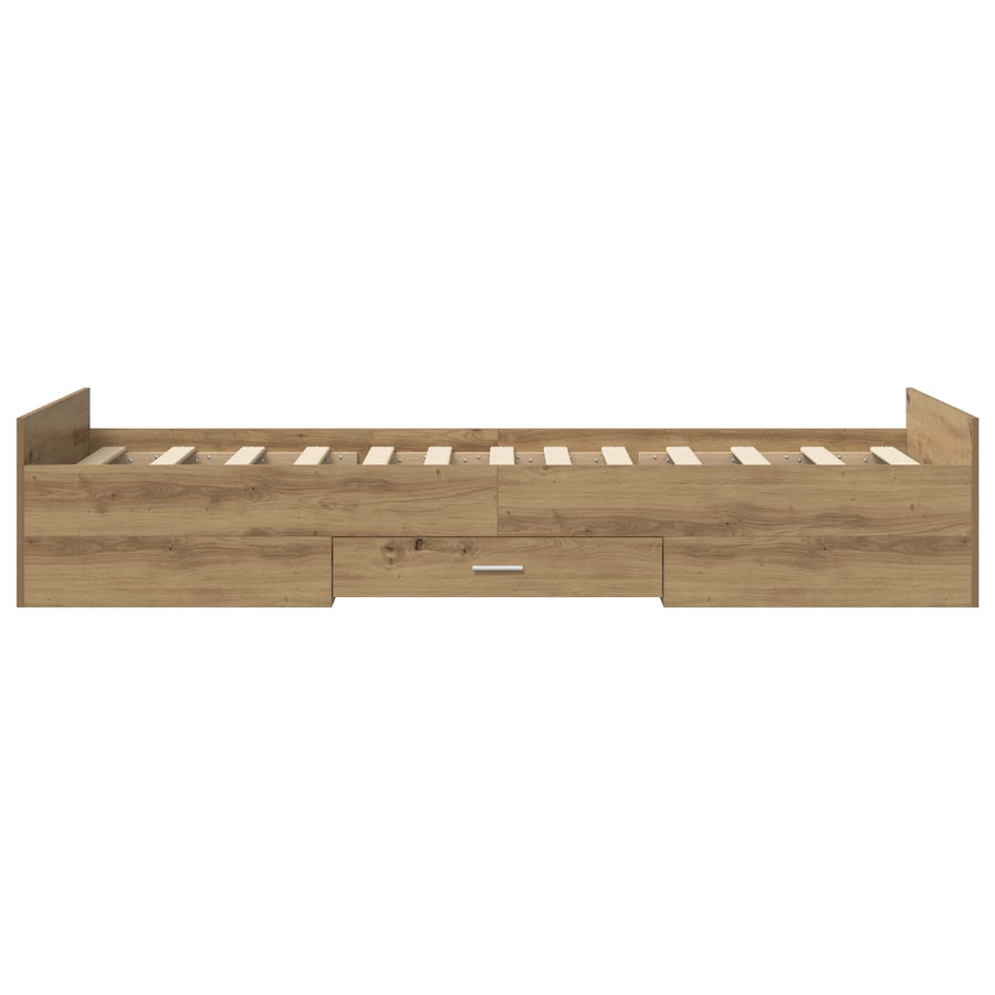 Bedframe met opslag Artisanaal eiken 80 x 200 cm Bewerkt hout