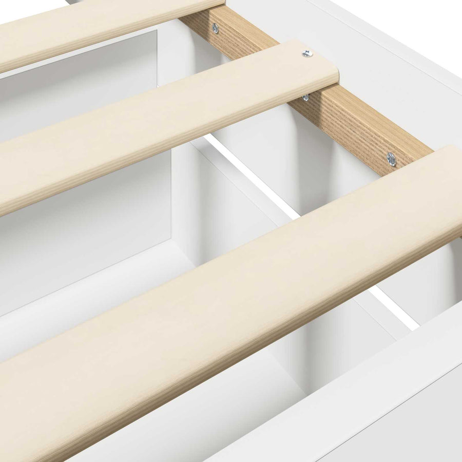 Bedframe met lade met hoofdeinde met opslag Wit Bewerkt hout
