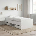 Bedframe met lade met hoofdeinde met opslag Wit Bewerkt hout