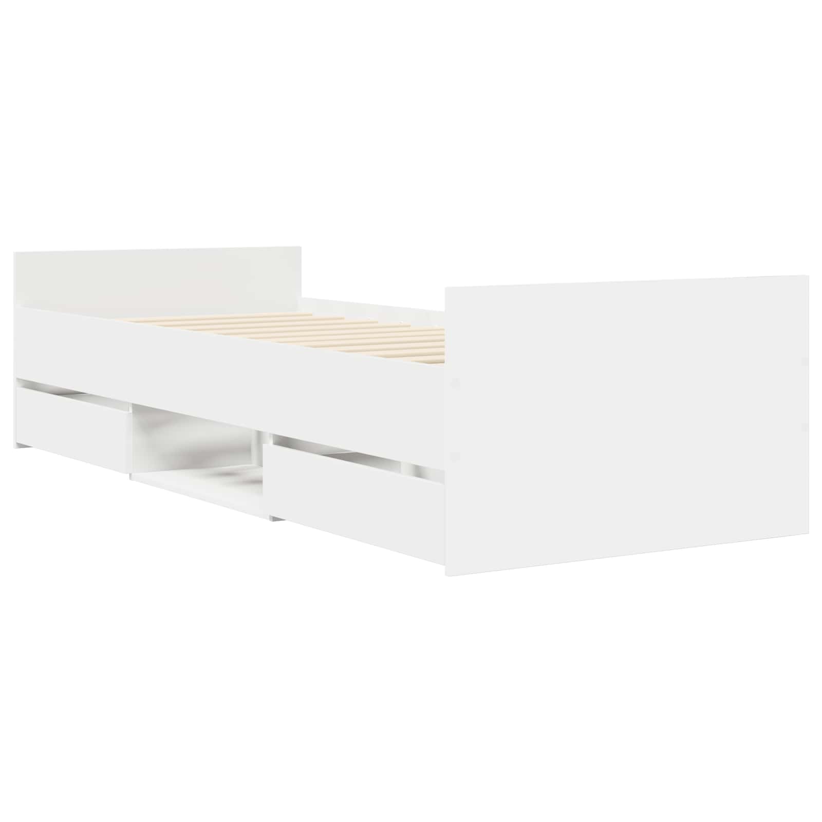 Bedframe met lade met hoofdeinde met opslag Wit Bewerkt hout