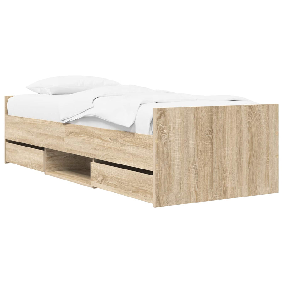 Bedframe met lade met hoofdeinde Sonoma Eiken Bewerkt hout