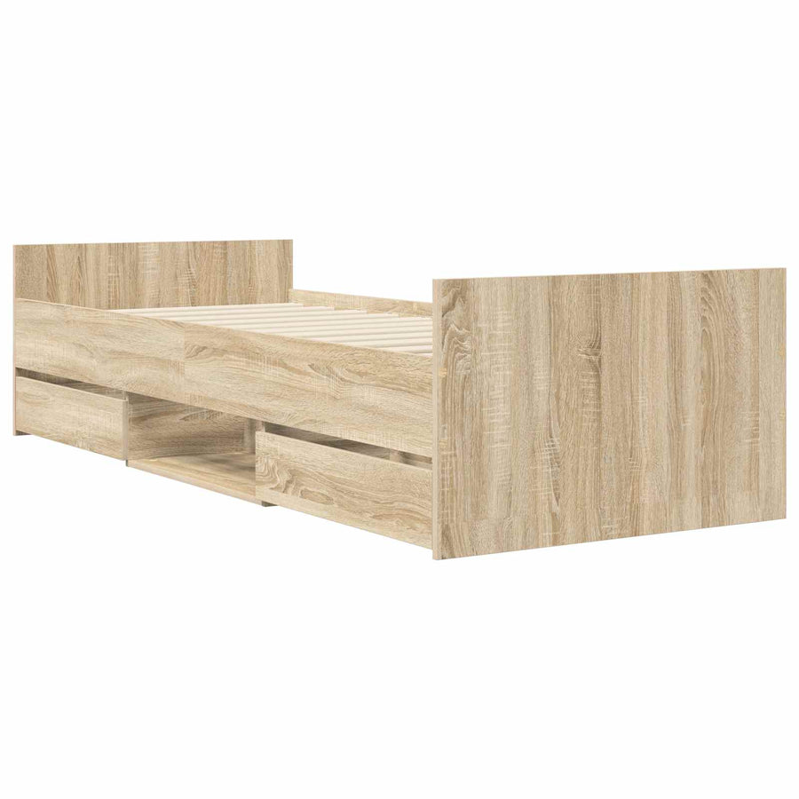 Bedframe met lade met hoofdeinde Sonoma Eiken Bewerkt hout