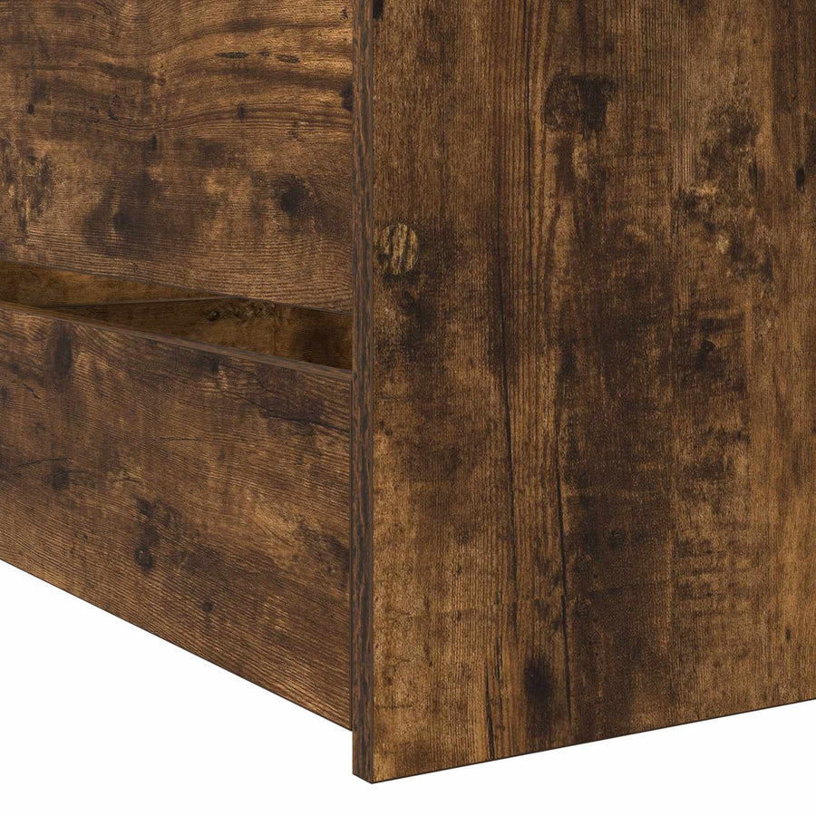 Bedframe met lade met hoofdeinde Gerookt eiken Bewerkt hout