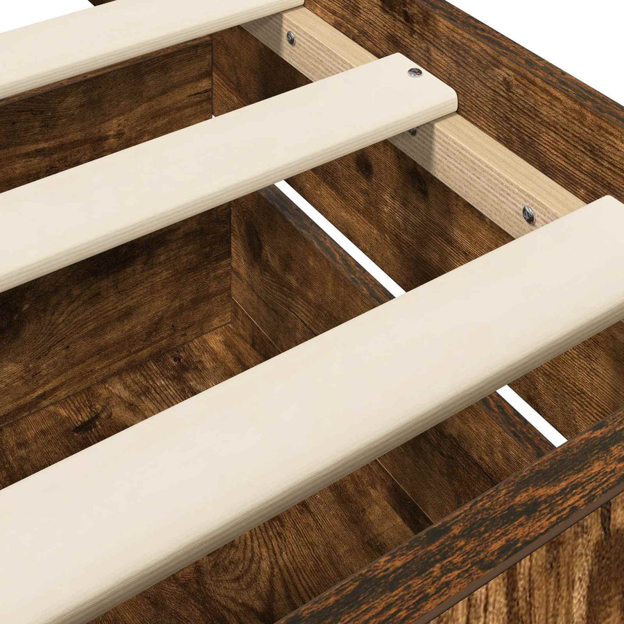 Bedframe met lade met hoofdeinde Gerookt eiken Bewerkt hout