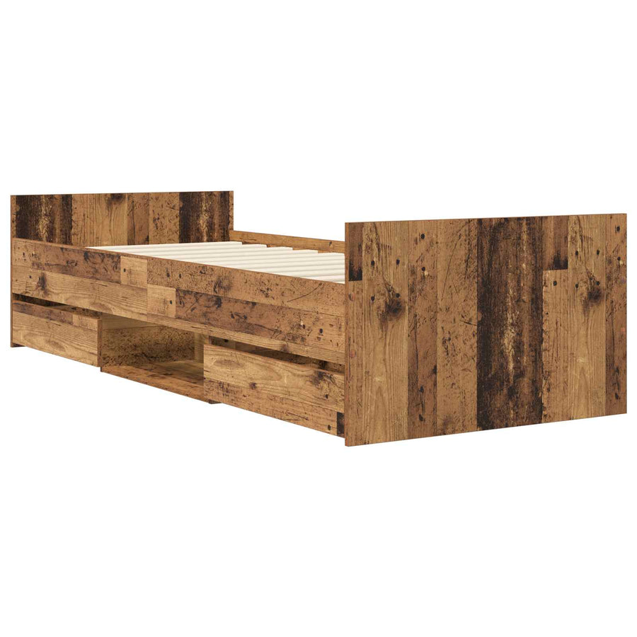 Bedframe met lade met hoofdeinde Oud hout Bewerkt hout