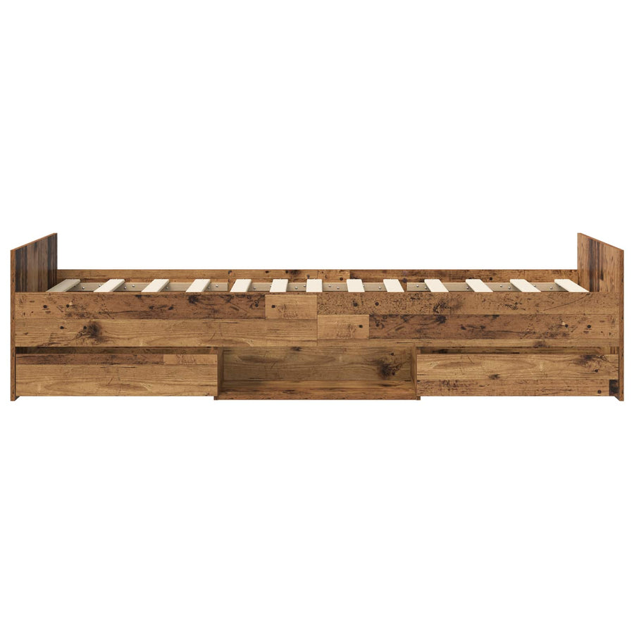 Bedframe met lade met hoofdeinde Oud hout Bewerkt hout