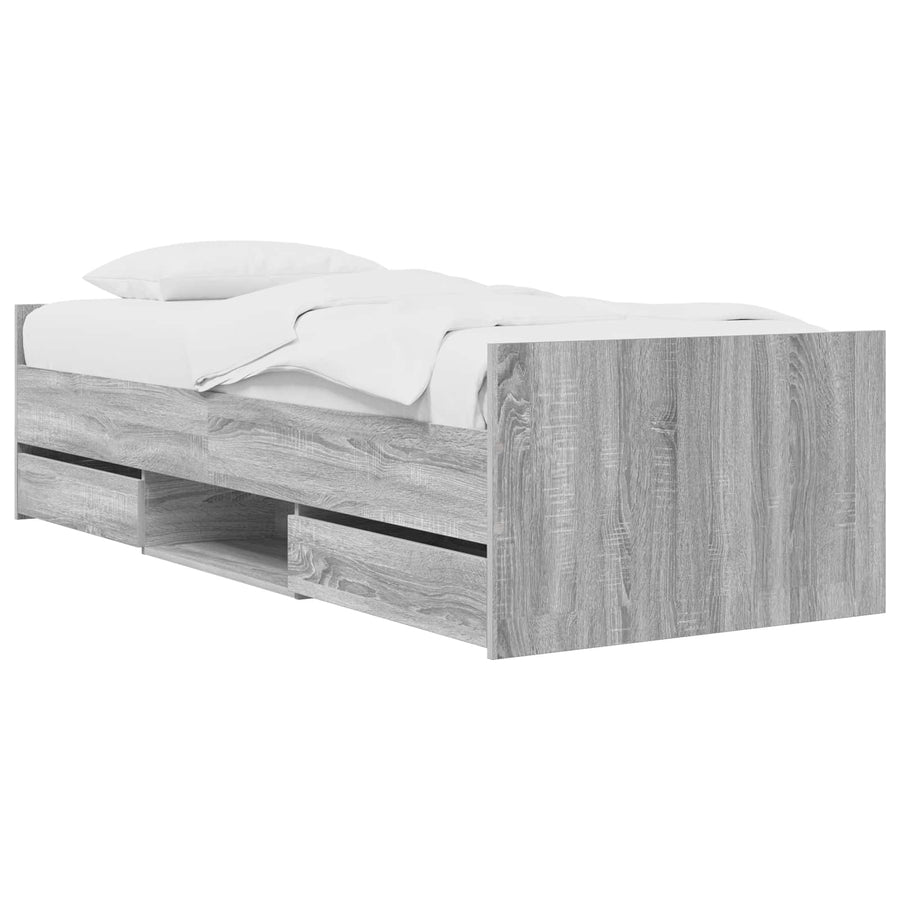 Bedframe met lade met hoofdeinde Grijs Sonoma Bewerkt hout