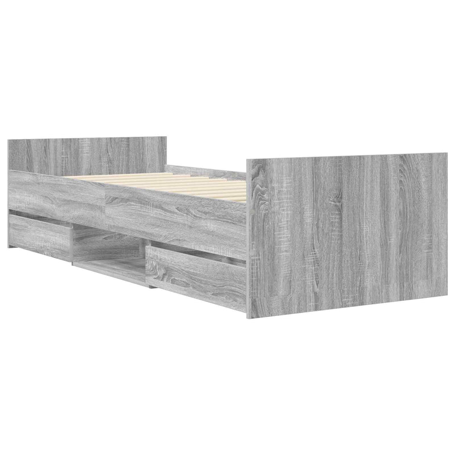 Bedframe met lade met hoofdeinde Grijs Sonoma Bewerkt hout