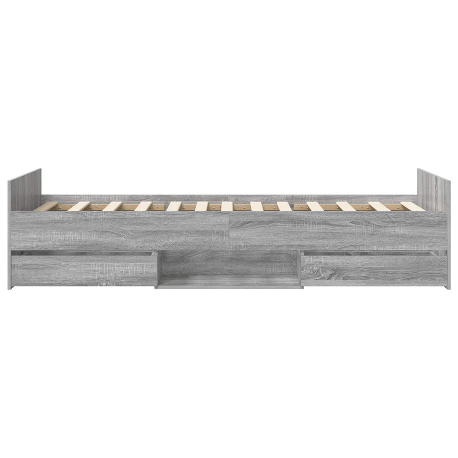 Bedframe met lade met hoofdeinde Grijs Sonoma Bewerkt hout