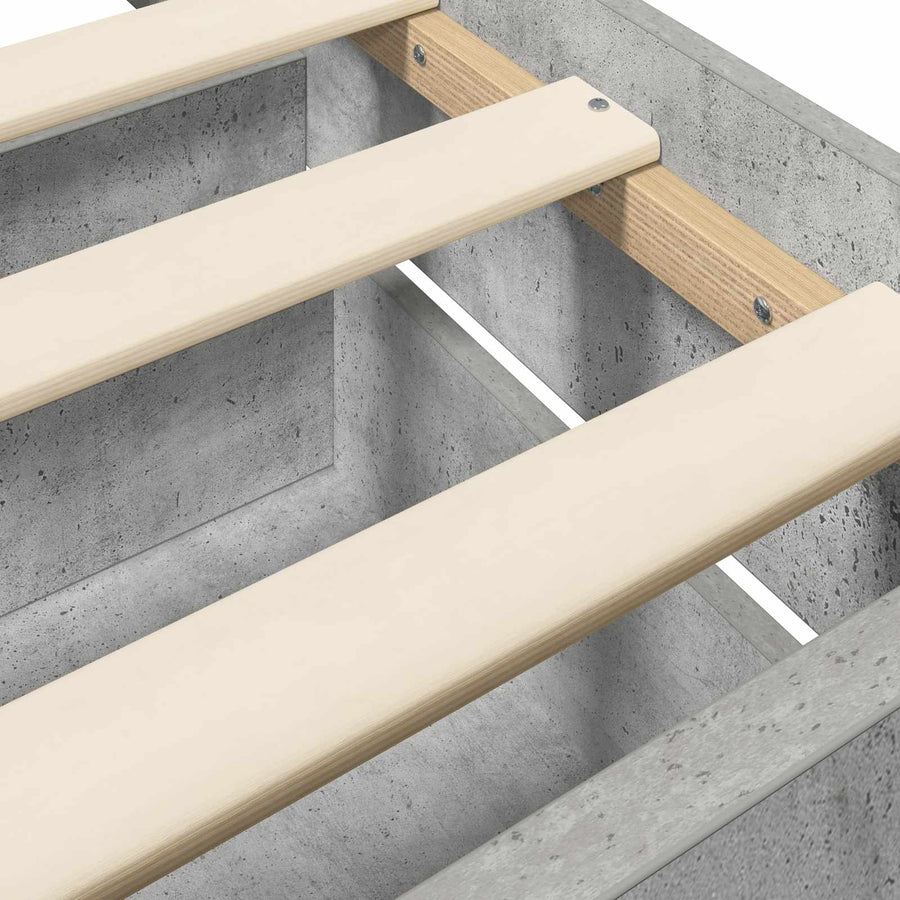 Bedframe met lade met hoofdeinde Betongrijs Bewerkt hout