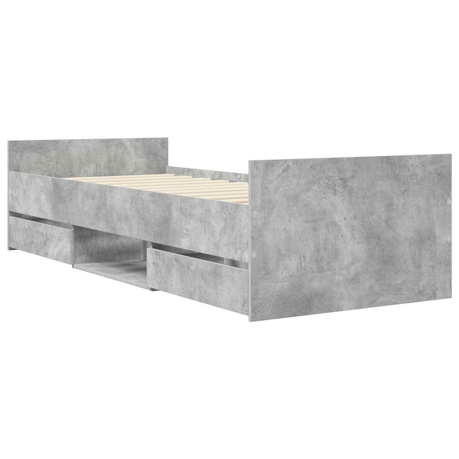 Bedframe met lade met hoofdeinde Betongrijs Bewerkt hout