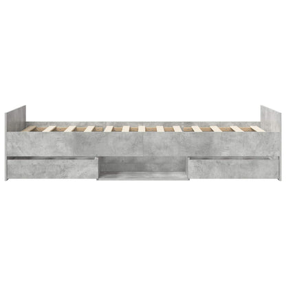 Bedframe met lade met hoofdeinde Betongrijs Bewerkt hout