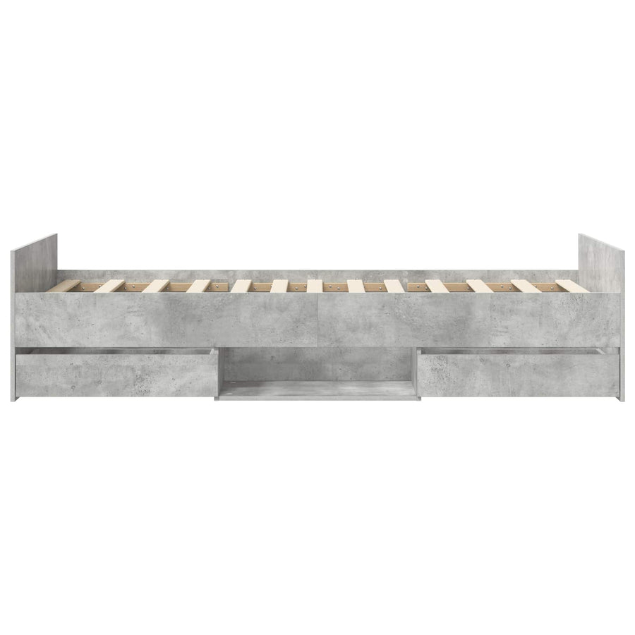 Bedframe met lade met hoofdeinde Betongrijs Bewerkt hout