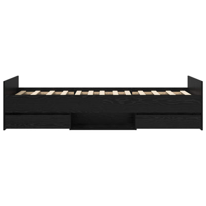 Bedframe met lade met hoofdeinde Zwart eiken Bewerkt hout