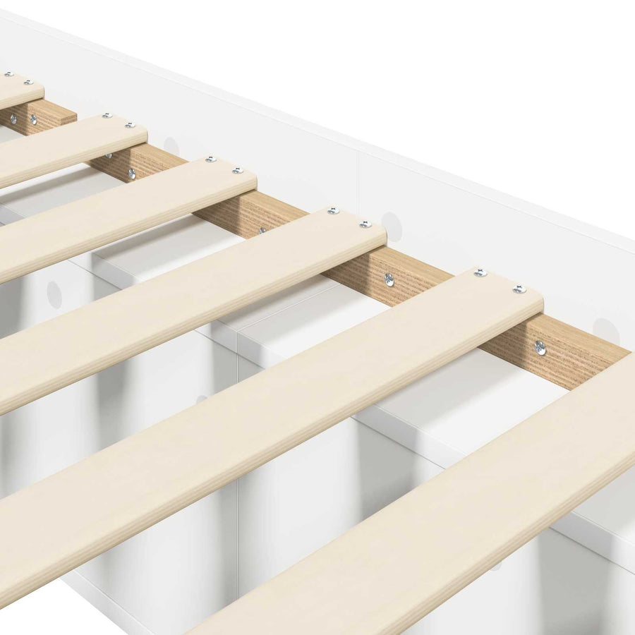 Bedframe met opslag met plank Wit 80 x 200 cm Bewerkt hout