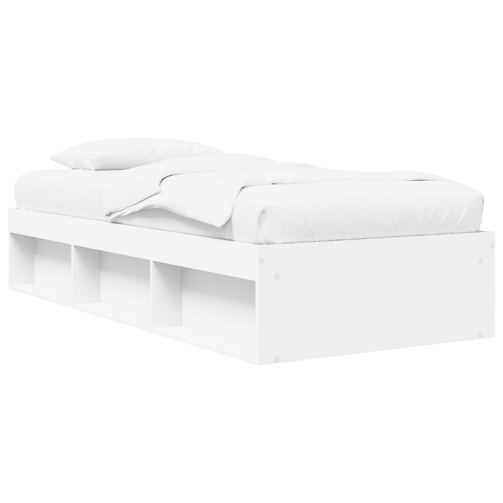 Bedframe met opslag met plank Wit 80 x 200 cm Bewerkt hout