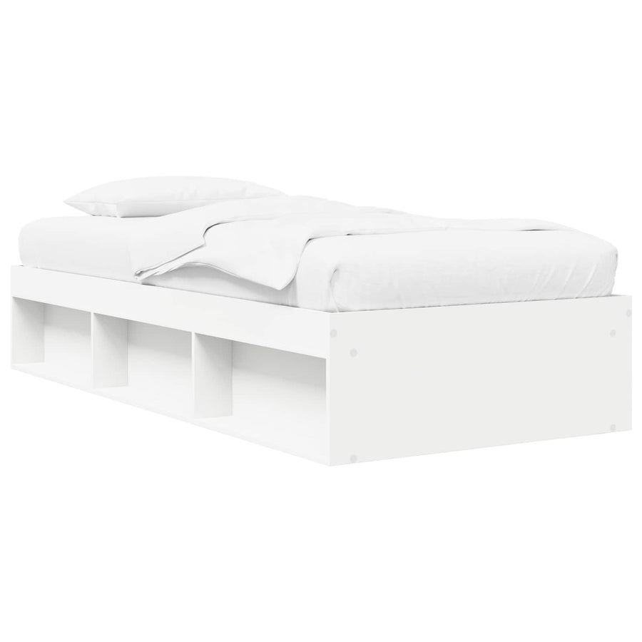 Bedframe met opslag met plank Wit 80 x 200 cm Bewerkt hout
