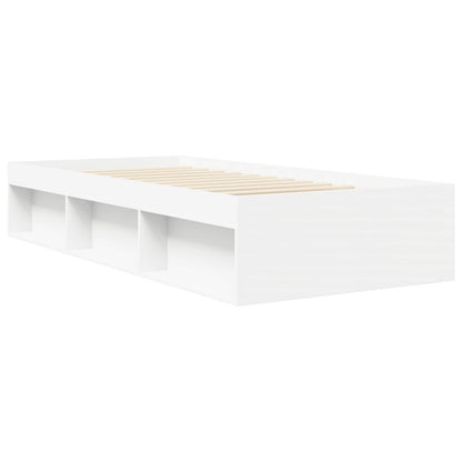 Bedframe met opslag met plank Wit 80 x 200 cm Bewerkt hout