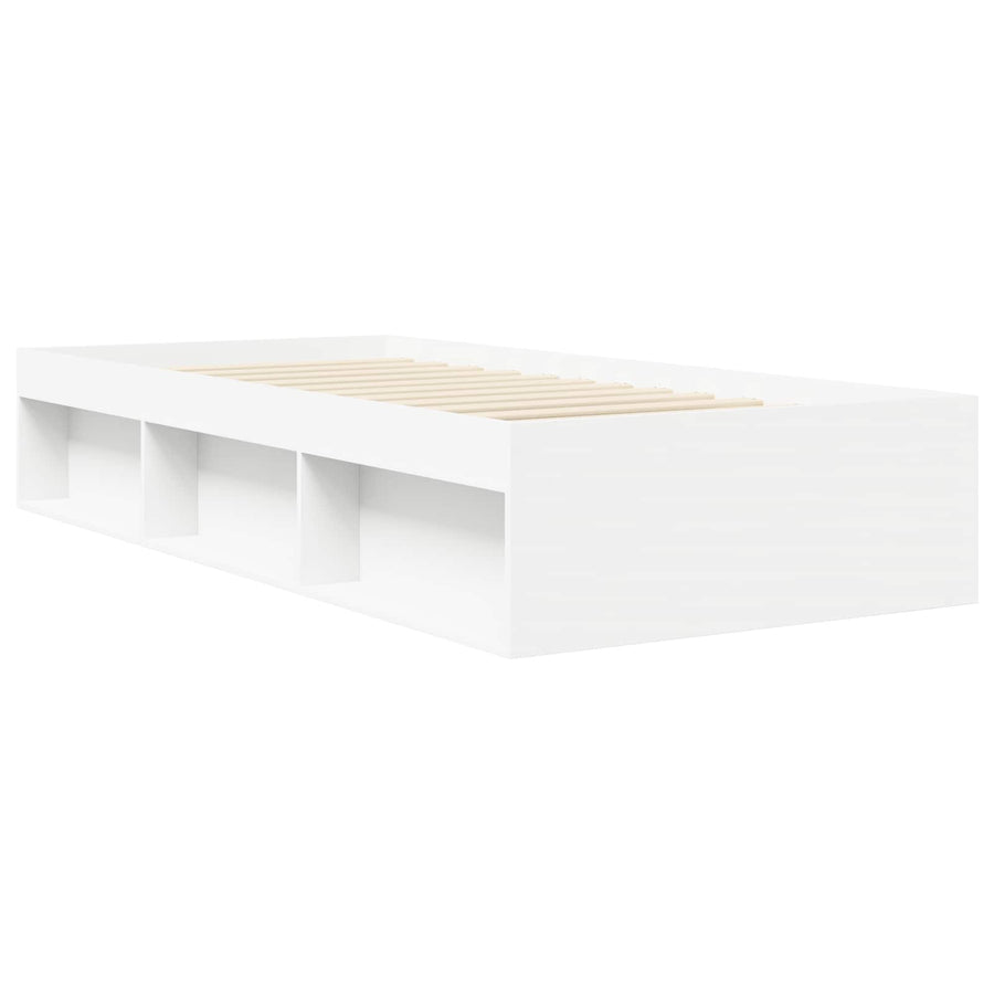 Bedframe met opslag met plank Wit 80 x 200 cm Bewerkt hout